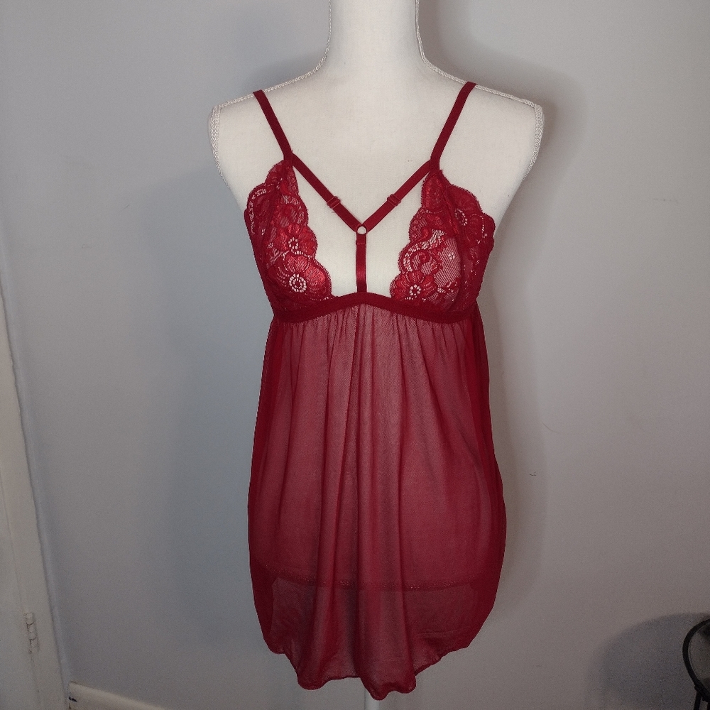 Dark Red Strappy Lingerie
